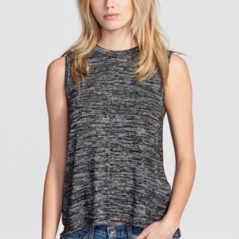 RAG & BONE Nicole Split Back Heathered Marled Knit Sleeveless Top Size M